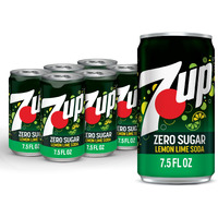 Diet 7Up Lemon Lime Soda, Zero Calories And Caffeine Free, 7.5 Fl Oz Mini Cans (Pack Of 6)