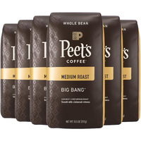 Peet's Coffee, Medium Roast Whole Bean Coffee - Big Bang 63 Ounces (6 Bags Of 10.5 Ounces)