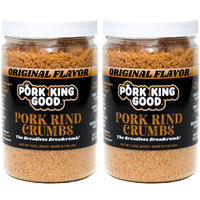 Pork King Good - Pork Rind Breadcrumbs - 2 Pack! Keto Friendly, Paleo, Gluten-Free, Sugar Free, Zero Carb Panko Substitute (Two 12 Oz Jars) (Original, 2 Pack)