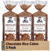 Quaker Large Rice Cakes, Chocolate, 7.23 Oz Bags, (3 Pack), Gluten Free, Whole Grain, No Added Colors