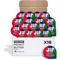 Peanut Butter To Go Cups, Natural & Creamy Snack Size (Pack Of 18). Perfect Portion Control (Just  Oz) 122 Calories Per Single Cup. Atrevo Bundle + 18 Eco-Friendly Wooden Spoons. Back To School Snacks.