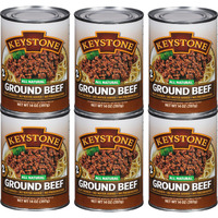 Keystone All Natural Ground Beef 14 Ounce Long Term Emergency Survival Food Canned Meat | Fully Cooked Ready To Eat | Gluten Free Family Pack Of 6