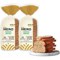 Hero Seeded Bread - Delicious Bread With 1G Net Carb, 0G Sugar, 60 Calories, 12G Fiber Per Slice | Tastes Like Regular Bread | Low Carb & Keto Friendly Bread Loaf -15 Slices/Loaf, 2 Loaves