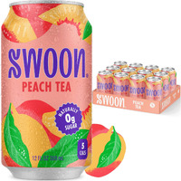 Swoon Peach Tea - Sugar Free Fruit Tea, Low Carb, Paleo-Friendly, Gluten Free Iced Tea - Flavored Tea Keto Drinks Made With Organic Black Tea And Sweetened By Monk Fruit And Stevia (Pack Of 12)