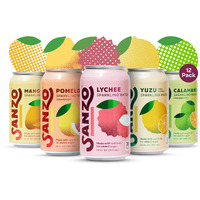 Sanzo Flavored Sparkling Water Variety 12-Pack - Lychee (Berry), Yuzu (Lemon), Pomelo (Grapefruit), Calamansi (Lime), & Mango (Alphonso) - Made With Real Fruit, No Added & Gluten Free - 12 Fl Oz