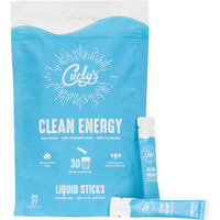 Curly's Clean Energy Caffeine & Electrolyte Sticks - Energize Your Favorite Drink - Keto, Paleo & Whole 30 Friendly - All Natural - No Sugar, No Calories, Non-Gmo - 30 Flavorless Liquid Stick Packs