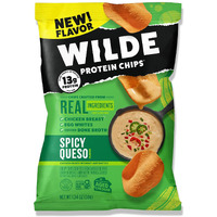 Wilde Spicy Queso Protein Chips, Thin And Crispy, High Protein, Keto Friendly, Made With Real Ingredients, 1.34Oz Bags (Pack Of 8)