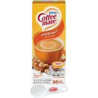 Nestle Coffee Mate Liquid Coffee Creamer Singles, Hazelnut, 50 Ct Box With By The Cup Coffee Scoop