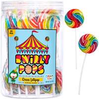 24 Circus Rainbow Lollipops Individually Wrapped, Bursting With Fruity Flavor, Great Swirl Lollipops For Kids Birthday Parties, Party Favor Candy And Cake Toppers, By 4Yoreelves (Pack Of 24)