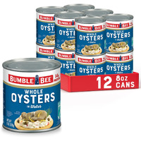 Bumble Bee Premium Select Whole Canned Oysters, 8 Oz Cans (Pack Of 12) - Ready To Eat - 14G Protein Per Serving - Gluten Free