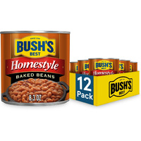 Bush's Best 8.3 Oz Canned Homestyle Baked Beans, Source Of Plant Based Protein And Fiber, Low Fat, Gluten Free, (Pack Of 12)