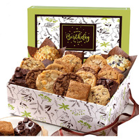 Broadway Basketeers Happy Birthday Gift Baskets For Prime Delivery Gourmet Cookie Gifts Box With Brownies, Individually Wrapped Edible Care Package For Men, Women, Husband, Wife, Mom, Dad, Families