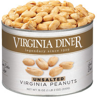 Virginia Diner - Gourmet Natural Extra Large Unsalted Virginia Peanuts, 18 Ounce Tin