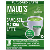 Maud's Matcha Latte Pods, 16 Ct | Game, Set, Matcha Latte | Creamy, Delicate & Earthy | Solar Energy Produced Recyclable Single Serve Matcha Latte Pods Compatible With Keurig K-Cup Brewers