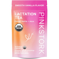 Pink Stork Organic Lactation Support Tea For Breast Milk Supply - Fenugreek, Milk Thistle, + Fennel - Breastfeeding Essentials, Caffeine-Free - Hot Or Iced - 15 Sachets, Smooth Vanilla