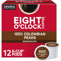Eight O'Clock Coffee Colombian Peaks, Keurig Single Serve K-Cup Pods, Medium Roast, 12 Count, Pack Of 6