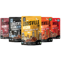 Louisville Vegan Jerky Co. Traditional Variety Bundle Vegan Jerky 3 Oz. 5 Pack (Smoky Carolina Bbq, Buffalo Hot Wing, Maple Bacon, Pepperoni Pizza, Smoked Black Pepper)