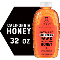 Nate's California 100% Pure, Raw & Unfiltered Honey - 32 Oz. Squeeze Bottle - All-Natural Sweetener