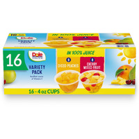 Dole Fruit Bowls, Diced Peaches And Cherry Mixed Fruit Variety Pack Snacks, 4Oz 16 Total Cups, Gluten & Dairy Free, Bulk Lunch Snacks For Kids & Adults