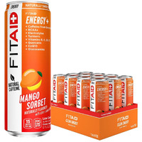 Fitaid Energy, 200Mg Natural Caffeine, Keto, Mango Sorbet, Optimum Performance Formula: Bcaas, Quercetin, Electrolytes, Omega-3S, 15 Calories, Paleo, Vegan & Gluten-Free 12 Fl Oz (Pack Of 12)