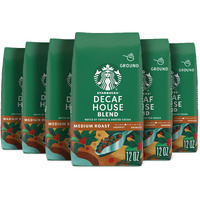 Starbucks Ground Coffee, Medium Roast Coffee, Decaf House Blend, 100% Arabica, 6 Bags (12 Oz Each)
