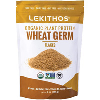 Lekithos Organic Wheat Germ Protein Flakes - 8 Oz - 8G Protein - Certified Usda Organic, Non-Gmo Project Verified, No Added Sugars - Certified Vegan