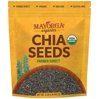 Mayorga Organic Raw Chia Seeds, 3Lb Resealable Bag | Superfood W/Plant-Based Omega 3 & Vegan Protein | Usda Certified, Gluten-Free, Non-Gmo, Direct Trade, Kosher | Add To Breakfast, Oats & More