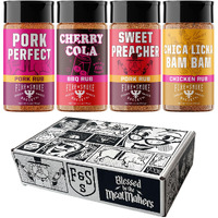 Fire & Smoke Society Barbecue & Grilling Variety Pack | Bbq Seasonings And Rubs For Smoking | Gifts For Him, Christmas Gifts For Dad | Large Spices Bbq Spice Kit (4-Pack)