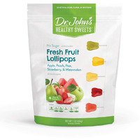 Dr. Johns Sugar Free Candy, Healthy Lollipops With Zero Sugar, Low Calorie Snacks, Keto Friendly Hard Candy Sweets, Fresh Fruit Tooth, 60 Count, 1 Lb