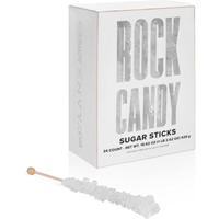 Candy Envy - White Rock Candy Sugar Sticks - Original Sugar Flavored - 24 Indiv. Wrapped
