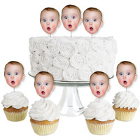 Big Dot Of Happiness Fun Face Cutout Cupcake Toppers - Custom Photo Dessert Picks, One-Of-A-Kind Fun, Personalized Party Decorations - 24 Ct