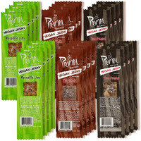 Primal Spirit Vegan Jerky - Seitan Power Pack, 10 G. Plant Based Protein, Certified Non-Gmo, No Preservatives (""The Classics"" Teriyaki, Thai Peanut, And Mesquite Lime, 24-Pack, 1 Oz)