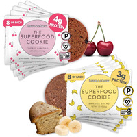 Love + Chew - Banana Bread And Cherry Almond Minis - 16 Count - Tasty, Gluten Free Cookies - Vegan - Healthy, Paleo, Non Gmo - Individually Wrapped And Soft Baked With High Protein Almonds - 1 Oz Each