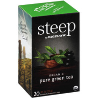 Steep Organic Pure Green Tea, Caffeinated, 20 Count (Pack Of 6), 120 Tea Bags Total