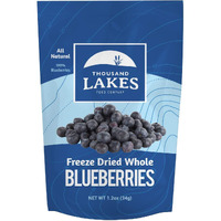 Thousand Lakes Freeze Dried Fruit - Blueberries 1.2 Ounces | No Sugar Added | 100% Whole Blueberries