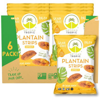 Artisan Tropic Plantain Strips Naturally Sweet - 6 Pack, 4.5Oz - Vegan, Paleo, Gluten Free Chips - Whole 30 Approved Foods Non-Gmo Healthy Snack For Lunches, Dipping, Parties - Baked Banana Chips