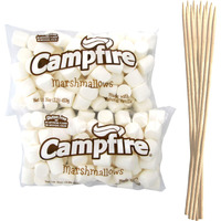 2 Pounds Of Large White Marshmallows With Bonus Roasting Sticks - Made With Natural Vanilla, No Artificial Flavors - Great For Campfires, S'Mores, Rice Crisp Bars, Cake Garnishes, Hot Chocolate