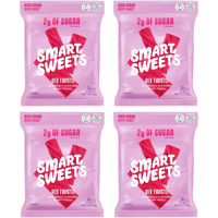 Smart Sweets Red Twists 4 Pack Healthier Version Of Twizlers 92% Less Sugar 12 Grams Of Fiber Plant Based Vegan Keto Friendly Only 110 Calories And 2 G Sugar