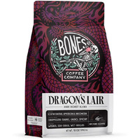 Bones Coffee Company Dragon's Lair Ground Coffee Beans | 12 Oz Dark Roast Blend Arabica Low Acid Coffee | Gourmet Coffee (Ground)
