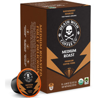 Death Wish Coffee - Single Serve Pods - Medium Roast - Made With Usda Certified Organic - Extra Kick Of Caffeine 10 Count (Pack Of 1)