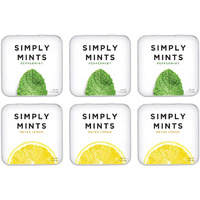 Simply Mints | Peppermint & Lemon Breath Mints Variety Pack | Pack Of Six (180 Pieces Total) | Zesty & Refreshing + Aspartame-Free + Vegan + Non-Gmo