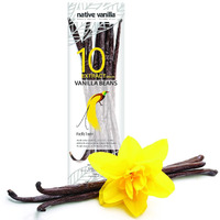 10 Tahitian Vanilla Beans - Premium Grade B Whole Vanilla Pods - For Vanilla Extract, Cooking, Baking, & Desserts - Rich, Creamy Flavor - 100% Vegan & Kosher - Non-Gmo & Gluten-Free - Native Vanilla