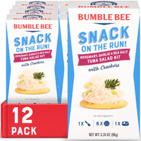 Bumble Bee Snack On The Run! Rosemary, Garlic & Sea Salt Tuna Salad With Crackers Kit, High Protein Snack Food, Canned Tuna, Healthy Snacks For Adults, 3.35 Ounce (Pack Of 12)