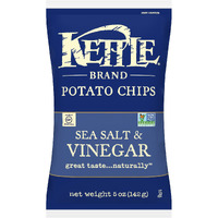 Kettle Brand Potato Chips, Sea Salt And Vinegar, 5 Ounce Bags (Pack Of 8)