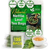 Freshdrinkus, Premium 135 Nettle Leaf Tea Bags, 100% Natural & Pure, Stinging Nettle Leaf Tea, Nettle Leaf Tea, Burn Nettle, Stinging Nettle, Nettle Tea, Stinger Tea, No Sugar/ Caffeine & Gluten, Vegan