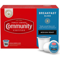 Community Coffee Breakfast Blend 36 Count Coffee Pods, Medium Roast, Compatible With Keurig 2.0 K-Cup Brewers, 36 Count (Pack Of 1)