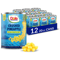 Dole Canned Fruit, Crushed Pineapple In 100% Pineapple Juice, Gluten Free, Pantry Staples, 20 Oz, 12 Count, Packaging May Vary
