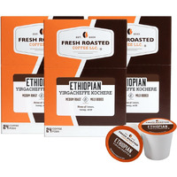 Fresh Roasted Coffee, Ethiopian Yirgacheffe Kochere, Medium Roast, Kosher, K-Cup Compatible, 72 Pods