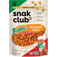 Snak Club Tajin Toasted Corn, Roasted Corn Nuggets With Chili And Lime Seasoning, Mild, Non-Gmo, Gluten-Free, Kosher Snack, No Artificial Colors Or Flavors, Low Cholesterol, 11 Oz Resealable Bag