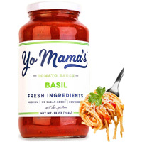 Yo Mama's Foods Keto Tomato Basil Pasta Sauce - Pack Of (1) - No Sugar Added, Low Carb, Low Sodium, Vegan, Gluten Free, Paleo Friendly, And Made With Whole, Non-Gmo Tomatoes